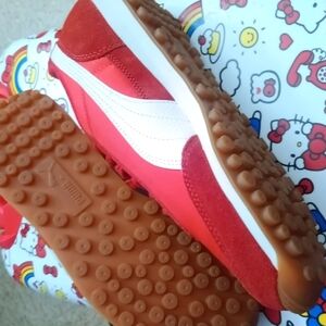 Puma Kids Red and White Sneakers